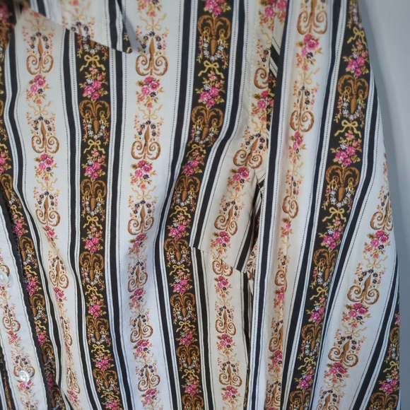 Lucky Brand Vintage 70s Fleur de Lis Pattern Button Down Shirt Size Large - Picture 6 of 9